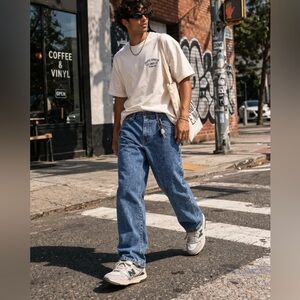 Vintage Levi's 90s Orange Tab Classic Blue Denim Jeans Straight Leg Size 34x32